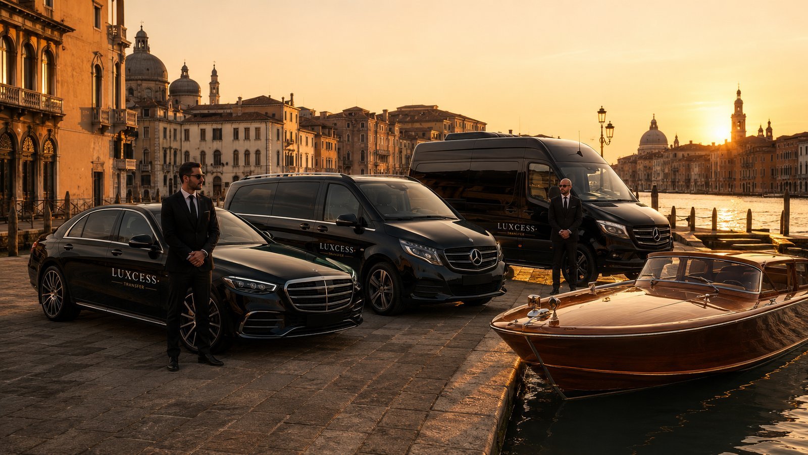Transfer privati LUXCESS con vettori NCC partner: berlina, van, van XL e motoscafo con autisti a Venezia